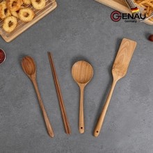 [제너] 티크나무 원목 조리도구 4종 롱수저세트 +뒤집개 소+볶음주걱