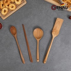[제너] 티크나무 원목 조리도구 4종 롱수저세트 +뒤집개 소+볶음주걱