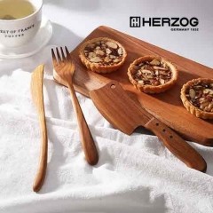 독일 헤르조그 원목 브런치 세트 (원목 도마+포크+나이프+ 도끼칼 4종 세트)